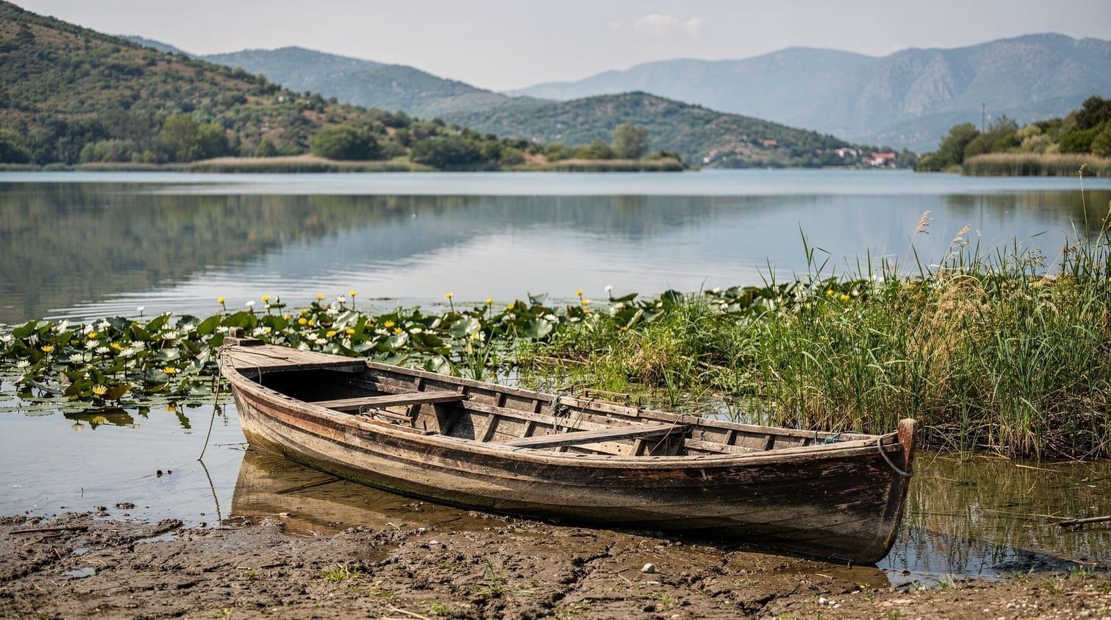 Murići: Lake Skadar's sand beach at the end of a dirt road