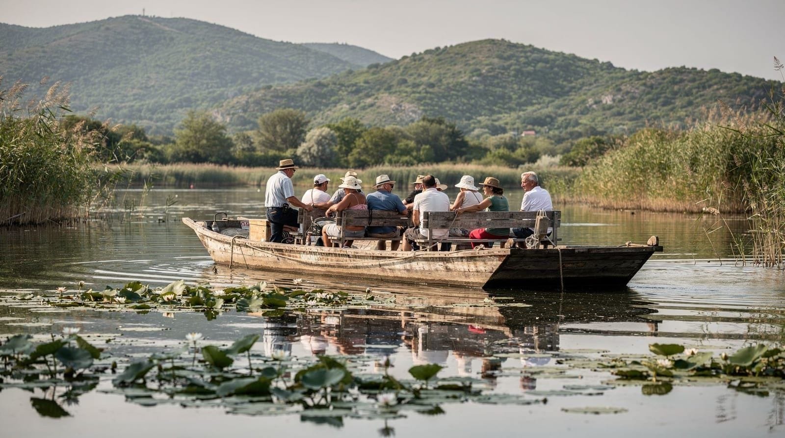 Excursión en barco por el lago Skadar: canales, nenúfares y pelícanos