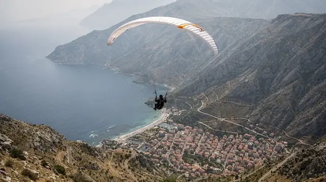 Tandem paragliding over Budva